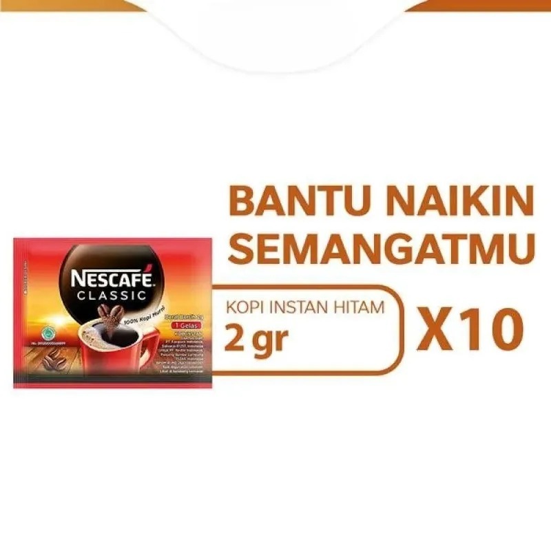 

NESCAFE CLASSIC 2GR X 10PCS, BUBUK KOPI NIKMAT KEMASAN SACHET