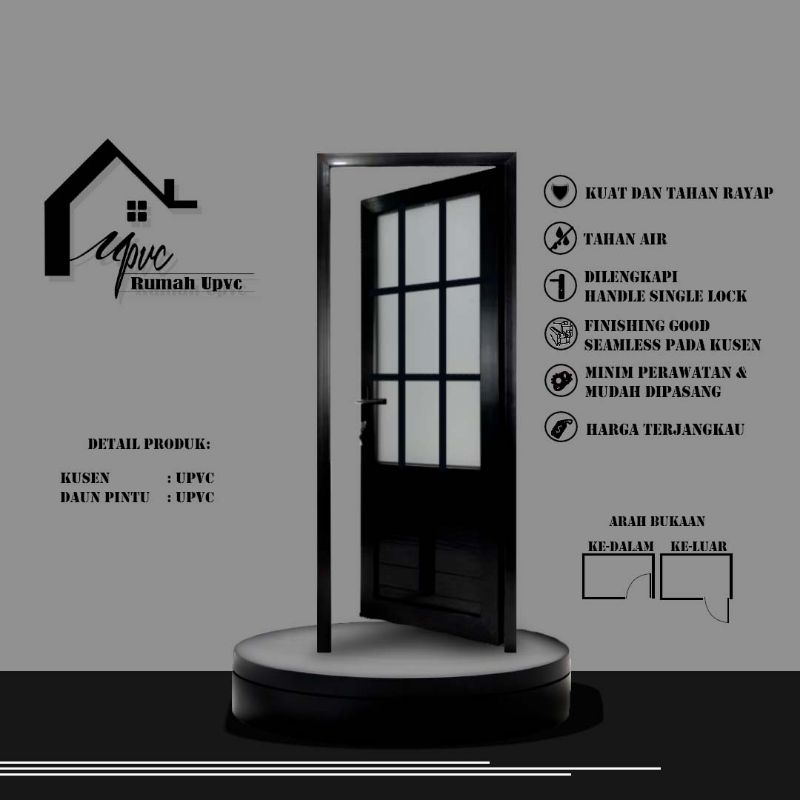 PINTU STANDART UPVC HITAM-PINTU KAMAR,PINTU DAPUR,PINTU GUDANG,PINTU MEWAH