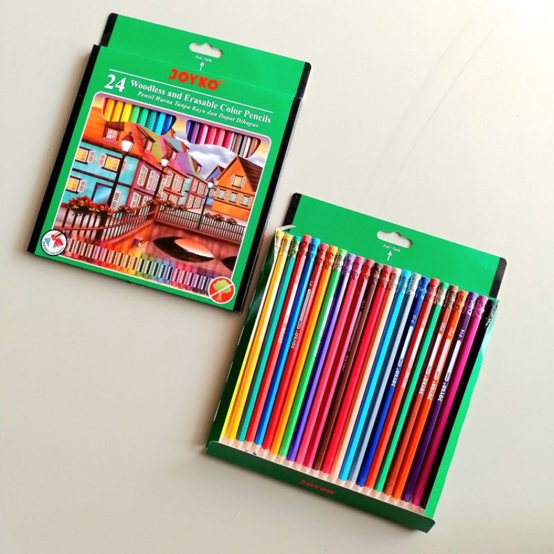 

mg Pensil Warna Colored Pencils Joyko CP-115 Erasable 24 Warna ( Set ) [ Orinal ]