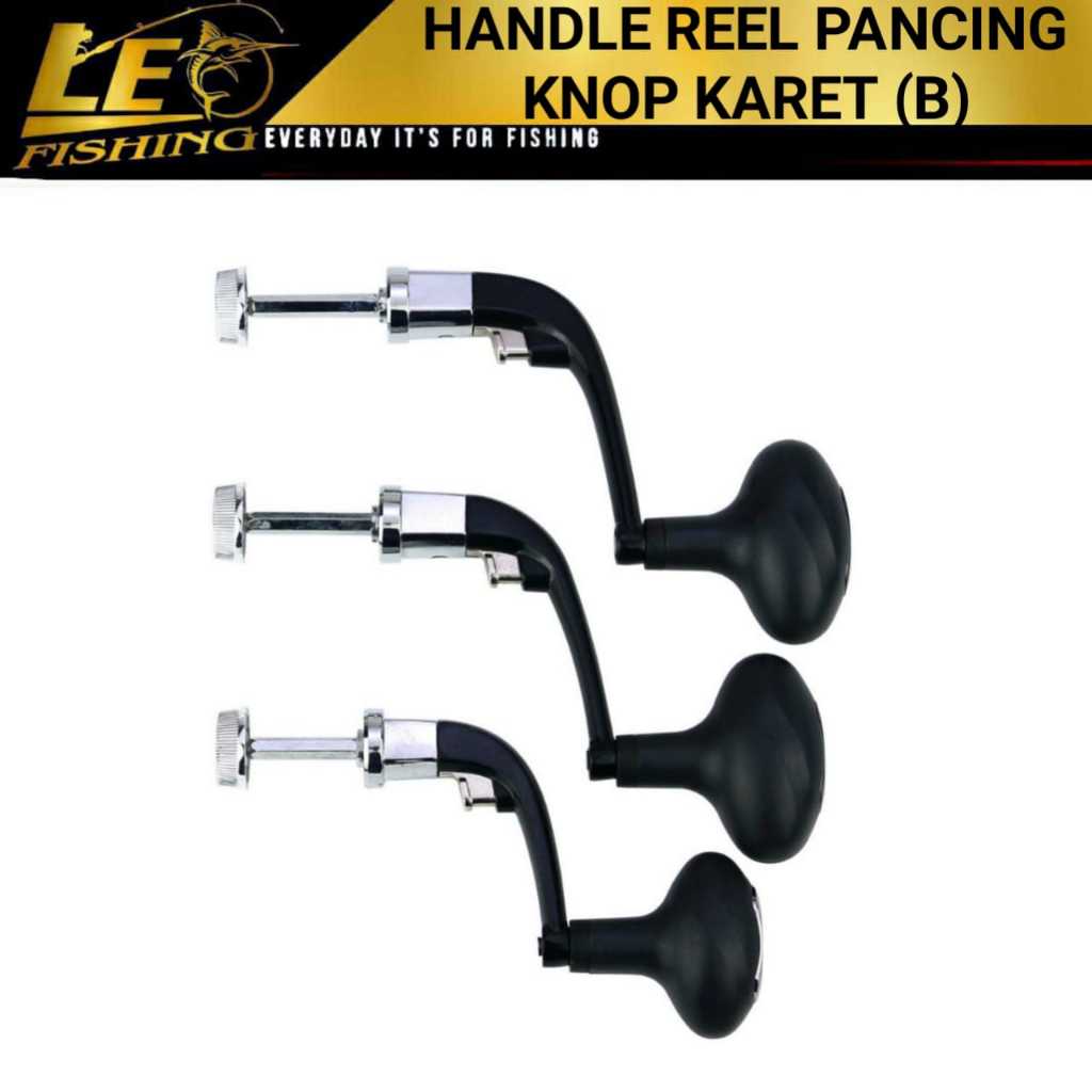 HANDLE REEL PANCING CNC HITAM BESI KNOP KARET (B) (HDLKB) UKURAN 1000 2000 3000 4000 5000 6000 7000 
