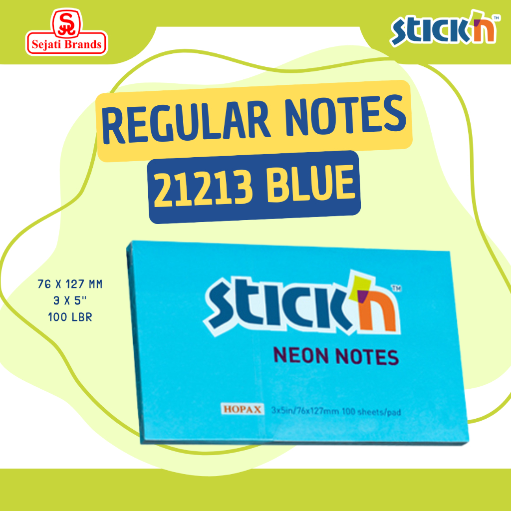 

Stick'n Regular Notes 21213 (3 X 5)-Sticky Note Neon Blue/Sticknote murah