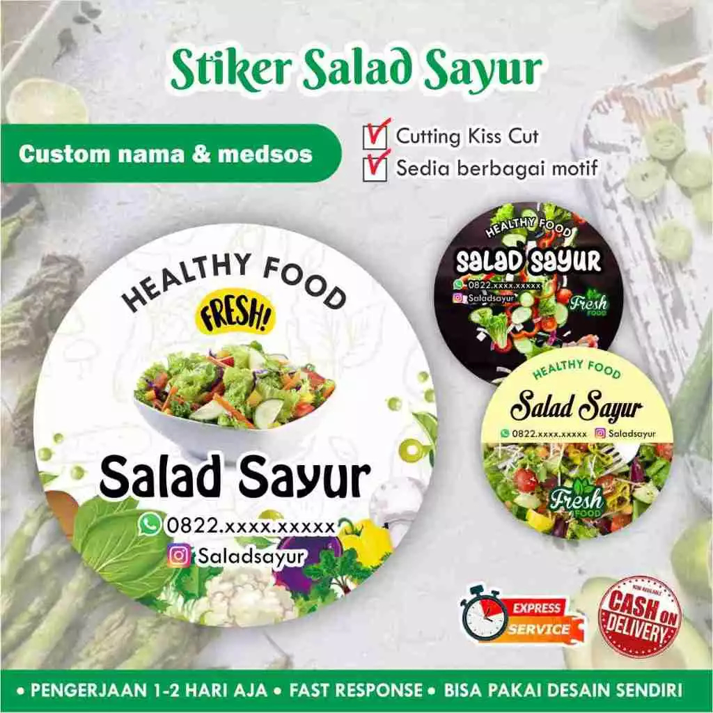 

Stiker SALAD SAYUR Cromo bulat / kemasan makanan
