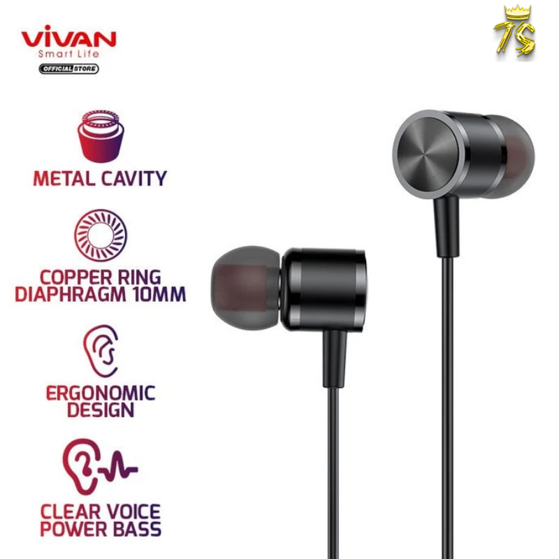 VIVAN Headset Q11S Earphone Android / iPhone Metal Bass Ergonomic Garansi Original Resmi
