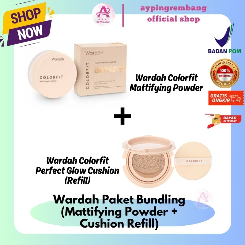 Wardah Paket Bundling | Wardah Colorfit Mattifying Powder | Wardah Colorfit Perfect Glow Cushion Ref