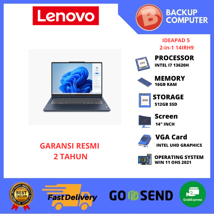 LAPTOP LENOVO 2IN1 IdeaPad 5 2-in-1 14IRH9 11ID/12ID INTEL I7 13620H 16GB RAM