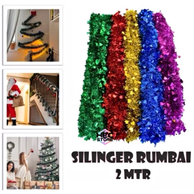 SLINGER RUMBAI WARNA WARNI 2 METER | HIASAN POHON NATAL 2 METER | SLINGER RUMBAI HIASAN NATAL 2 METE