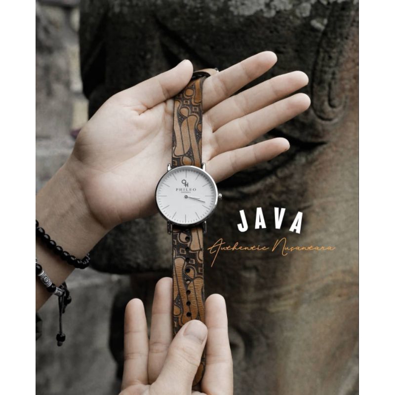 jam tangan lokal brand PHILEO WATCH bisa untuk  pria wanita bermotif batik jawa khas Indonesia denga