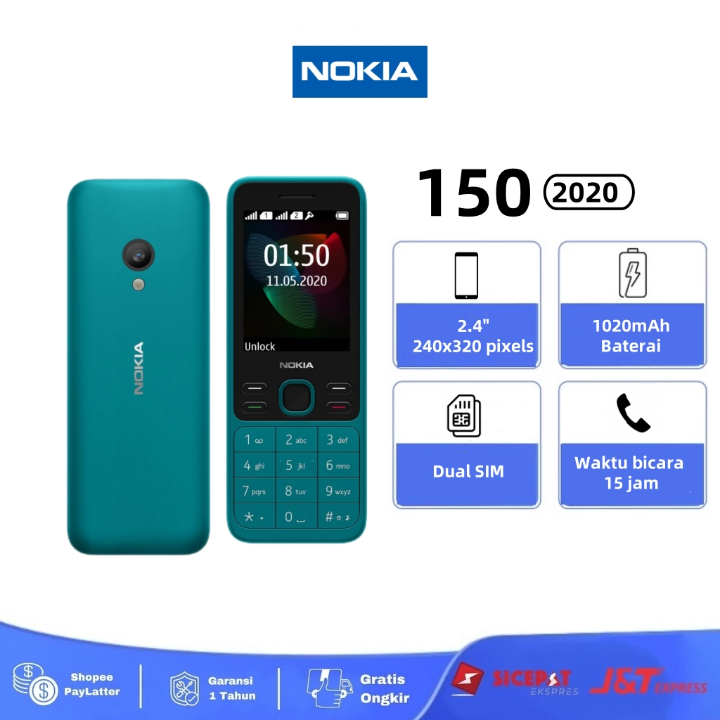 Nokia 150 (2020) HP Murah Cuci Gudang, Fitur SMS & Radio FM, Handphone Android