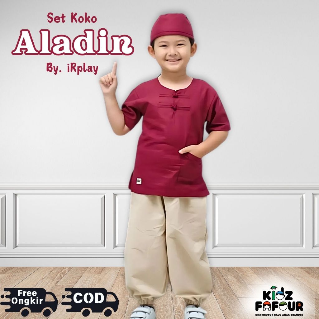SET KOKO ALADIN ORI IRPLAY BAJU MUSLIM ANAK BALITA LAKI-LAKI 1-6T