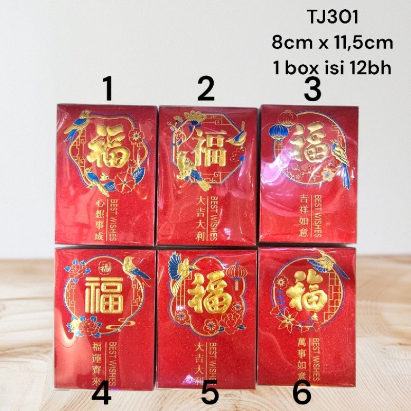 

Angpao angpau fu fuk hoki warna merah maroon premium high quality 1 box isi 12bh TJ301