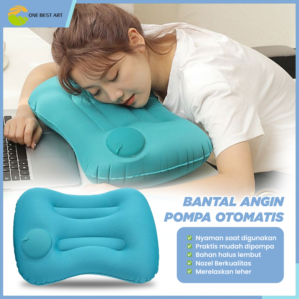 One Best Art - Bantal Angin Pompa Otomatis Traveling Inflatable Aeros Pillow Camping