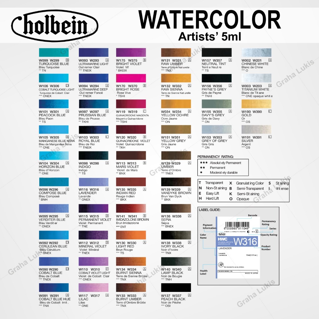 

Holbein Artists' Watercolour 5ml - Serie A Varian 3