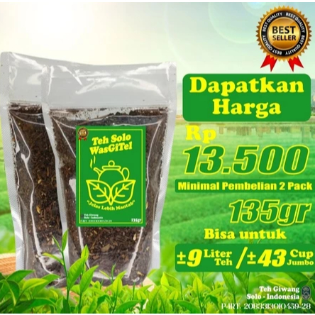 

Teh Solo Wasgitel Racikan Khas Solo Buat Jualan 160gr Teh Giwang