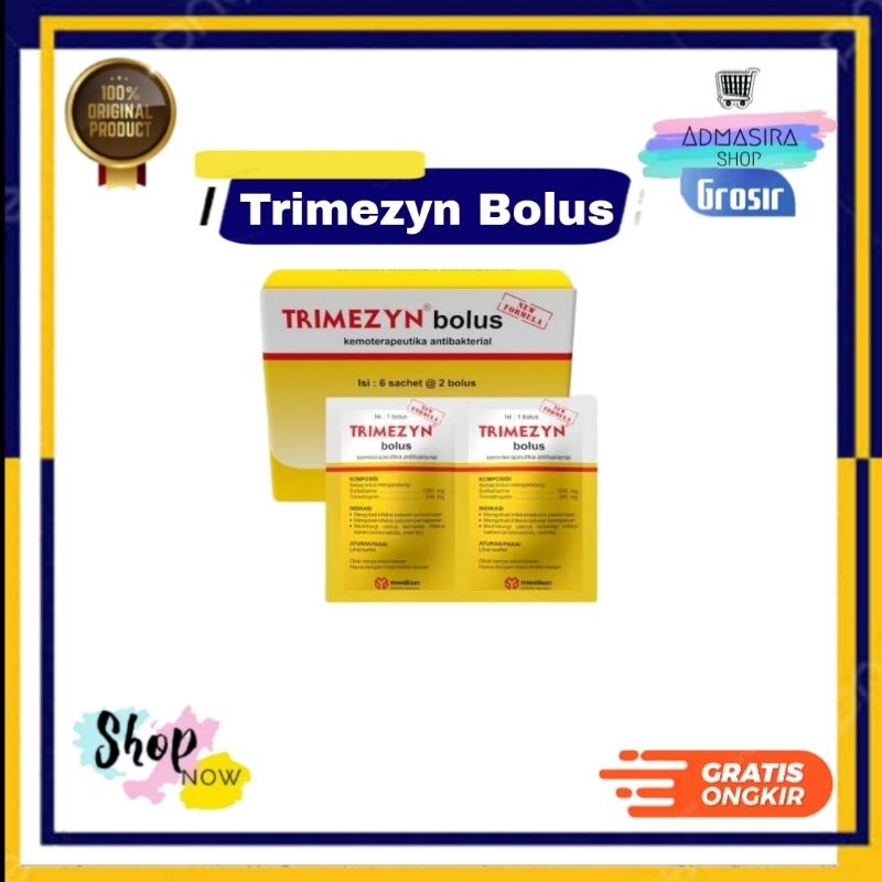 TRIMEZYN BOLUS Medion Obat Pernapasan dan Pencernaan Diare Mencret Hewan Ternak Sapi Kambing 1 Bolus