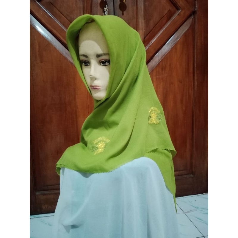 KERUDUNG MUSLIMAT NU LASSERCUT BORDIR 7 LOGO HIJAB MUSLIMAT NU HIJAU