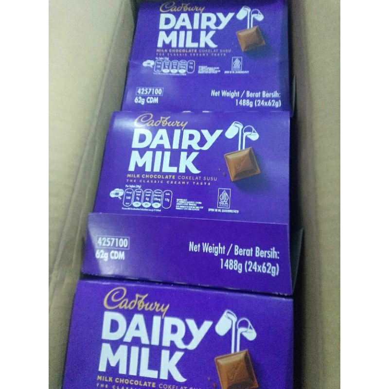 

Cadbury DAIRY Milky 62gr satu box 24 pcs