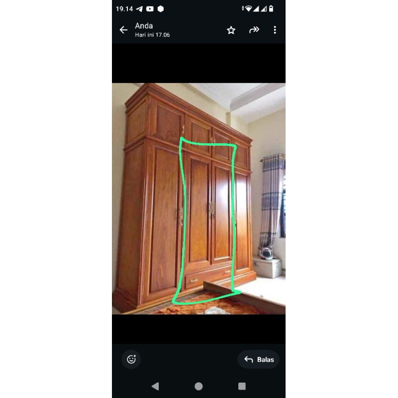 Lemari pakaian minimalis Jati 2 pintu, Lemari jati minimalis 2 pintu costum