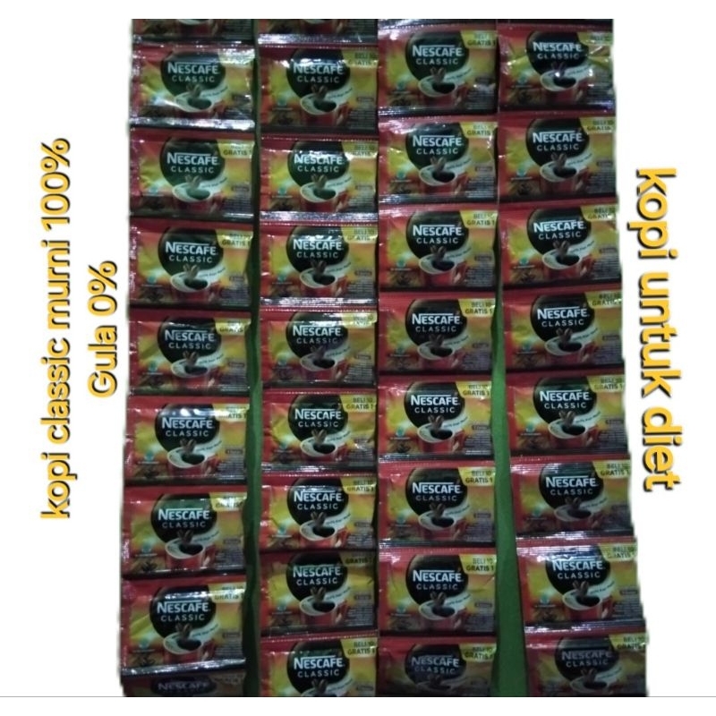 

NESCAFE CLASSIC 2GR ISI 10 PCS / NESCAFE KLASIK 2GR / KOPI MURNI Tanpa gula