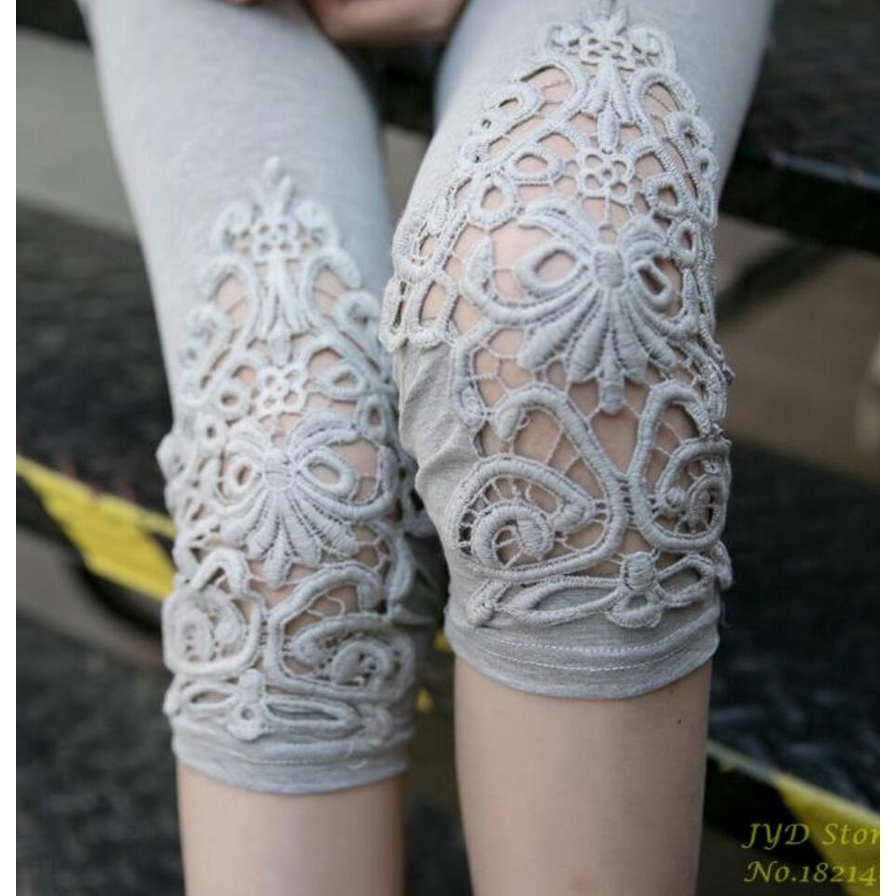 BISA COD Legging 7per8 Renda Abu Premium Import Legging Wanita Legging Termurah Legging Terbagus t S