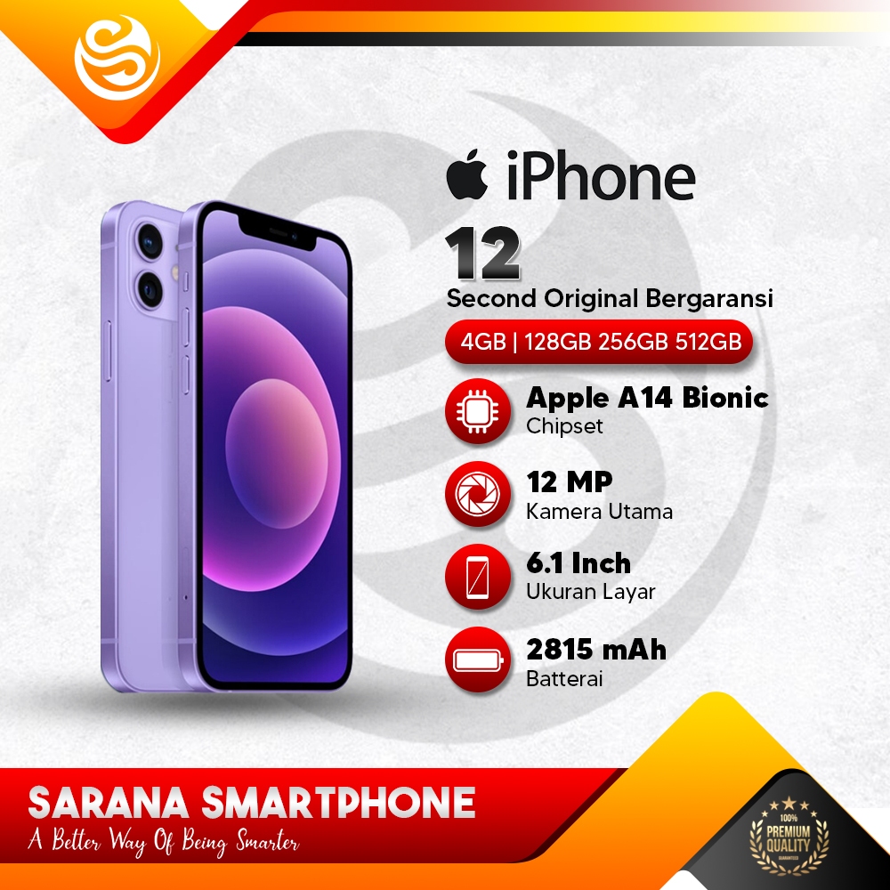 Apple Iphone 12 [64GB 128GB 256GB] Second Original Fullset Like New Wifi Only Beacukai