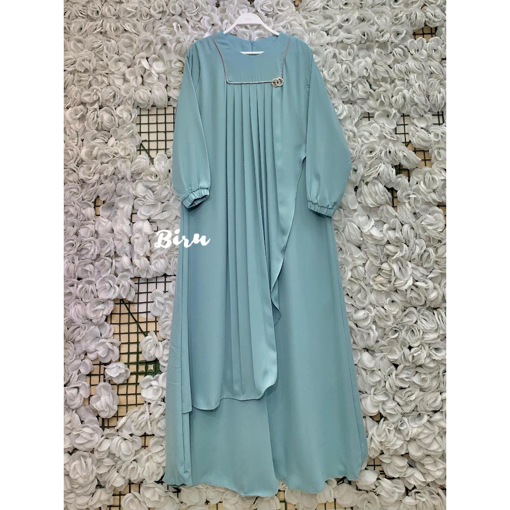 BILQIS INDONESIA - NATASYA DRESS CREEP PREMIUM LD 110 PJ 140 | GAMIS KONDANGAN | DRESS PESTA