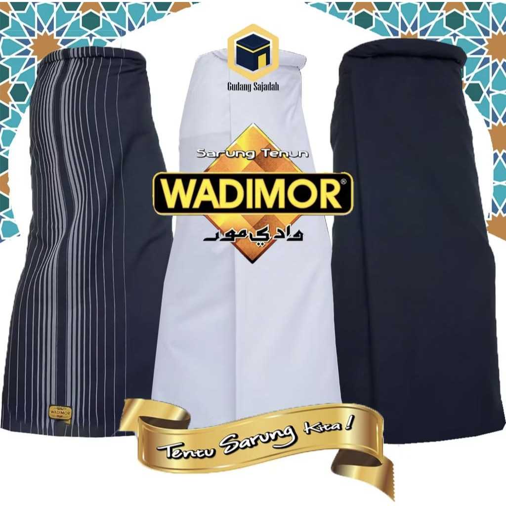 PREMIUM SARUNG WADIMOR HITAM PUTIH POLOS TENUN DEWASA