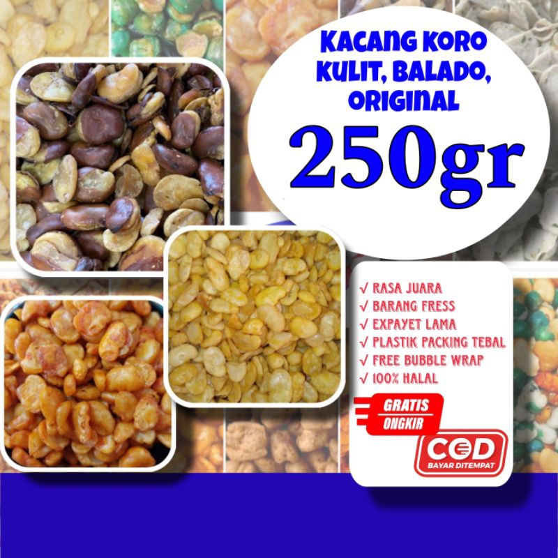 

kacang koro kulit 250gr/ kacang koro balado / kacang koro pedas manis / aneka cemilan