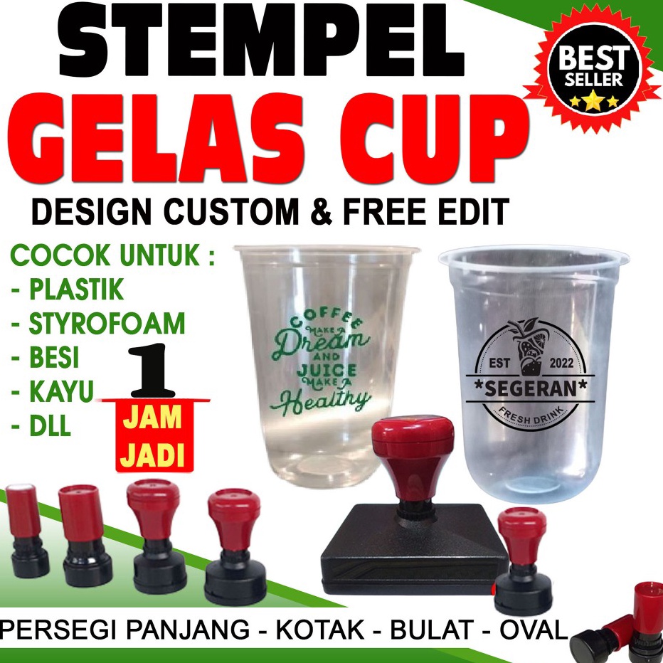 

FG2 stempel Gelas Cup Plastik CustomFree Tinta