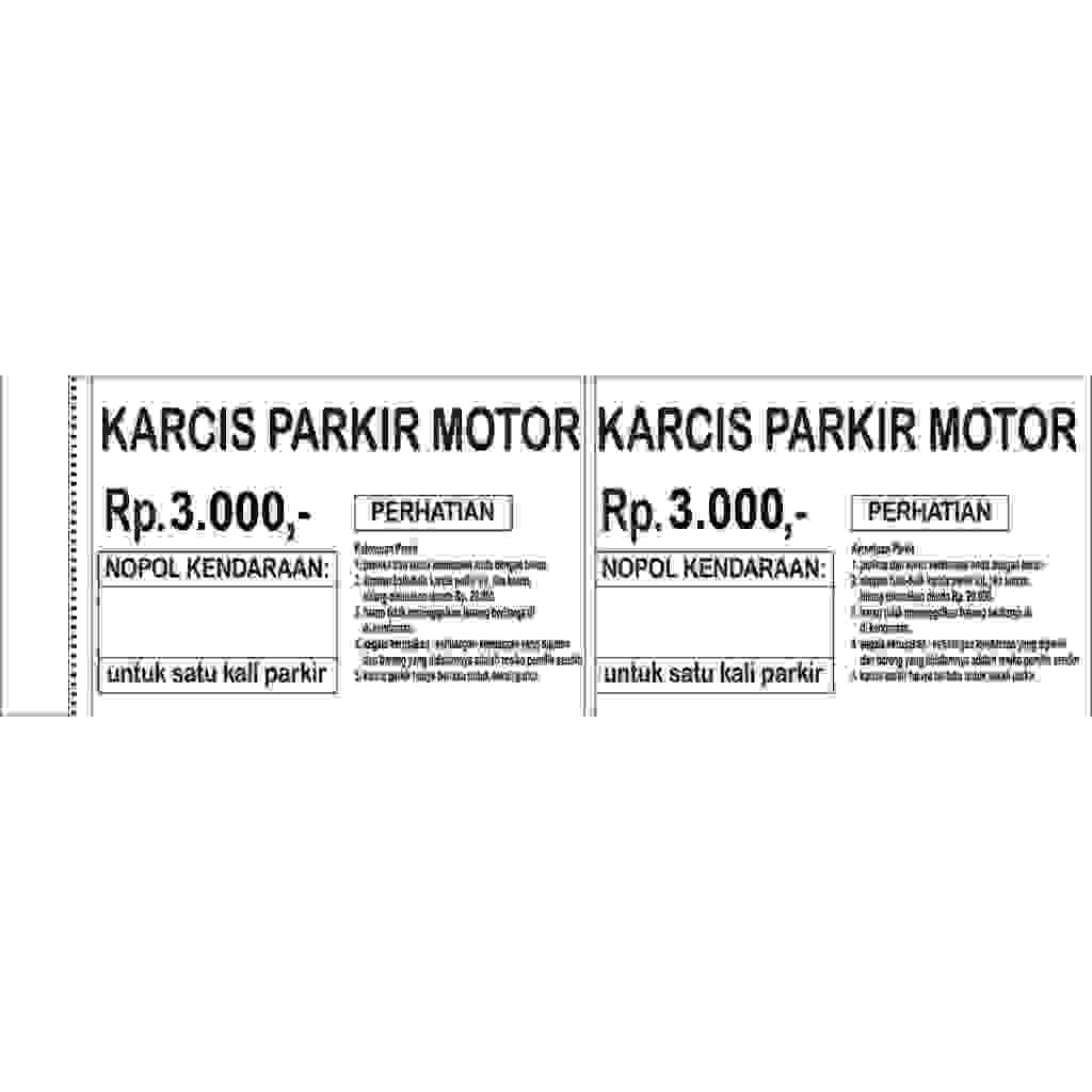 

Karcis parkir custom ukuran 16x5