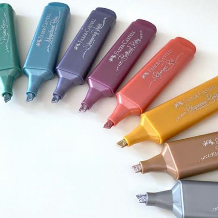 

Langka FABER CASTELL METALLIC GLITTER TEXTR HHLHTER STABILO PENANDA PEWARNA METALIK KILAP