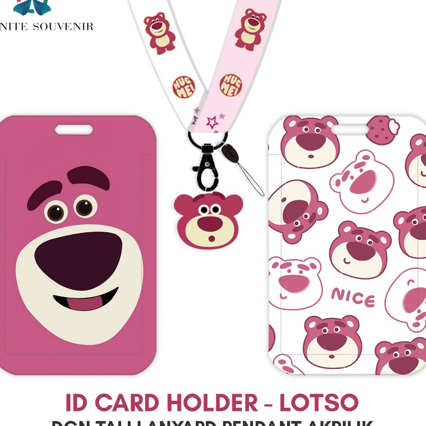 

KF7 N3 LOTSO Name Tag Card Holder Motif Karakter Lotso Stroberi Pink dengan Tali Pendant Akrilik ID Card Holder Tali Gantungan Acrylic Bear Strawberry Pink Lucu Nametag Tempat Kartu Flazz Emoney