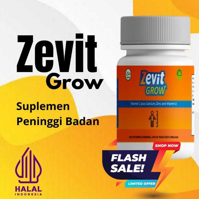 ZEVIT GROW PENINGGI BADAN / PENINGGI BADAN ANAK DAN DEWASA / SUPLEMEN PENINGGI BADAN / ORIGINAL BPOM