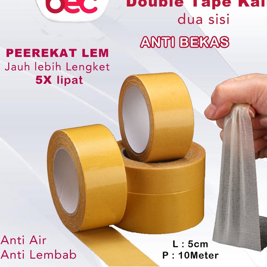 

HJ6 BEC Double Tape Kain Dua Sisi Tanpa Bekas Merk BEC House Isolasi 2 Sisi Solatip Tape