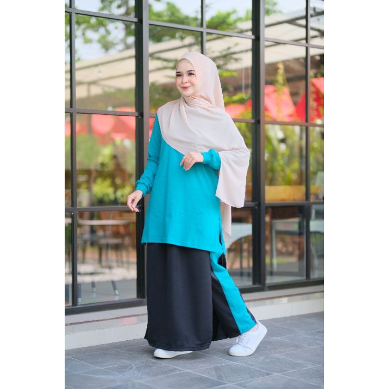 murah setelan olahraga muslimah tunik + rok celana