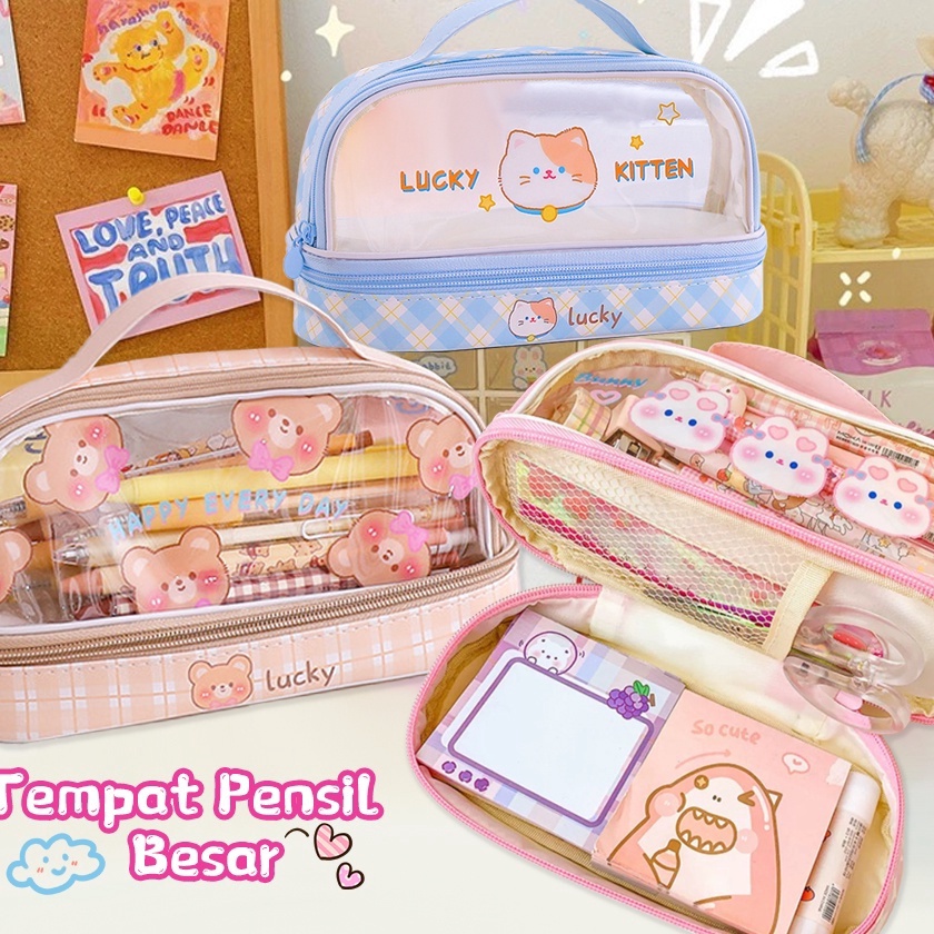 

FG2 Poney Tempat pensil anak pen case karakter Kotak pensil transparan