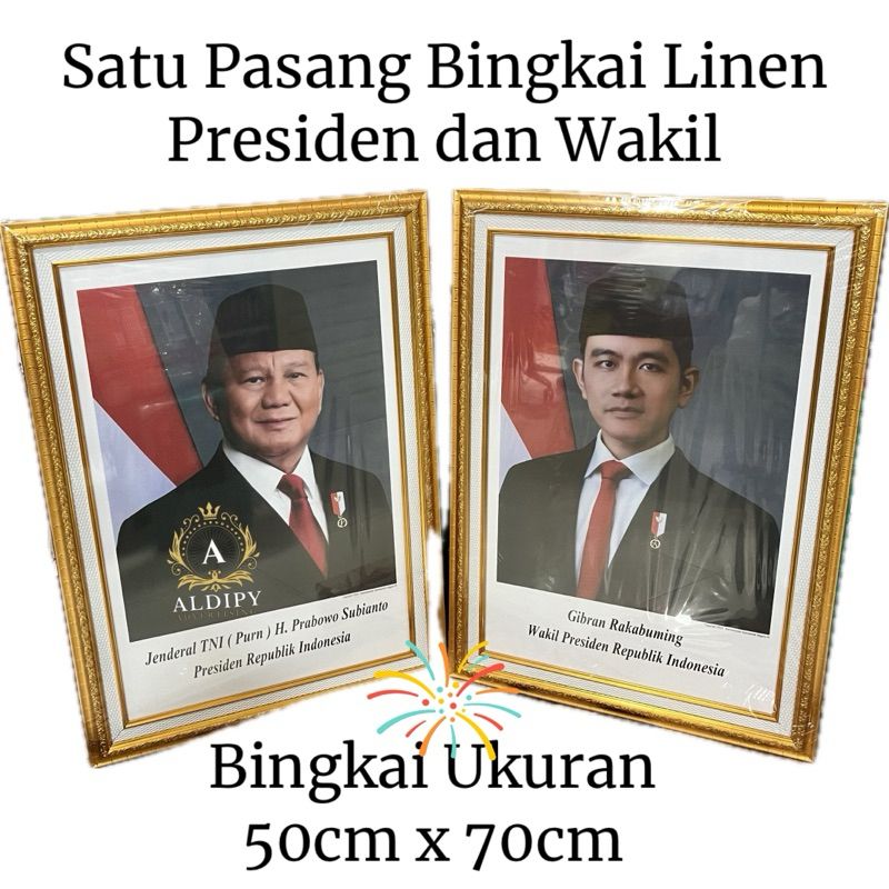 

Bingkai Frame Pigura Motif Linen foto Presiden dan Wapres Ukuran 50cm×70cm