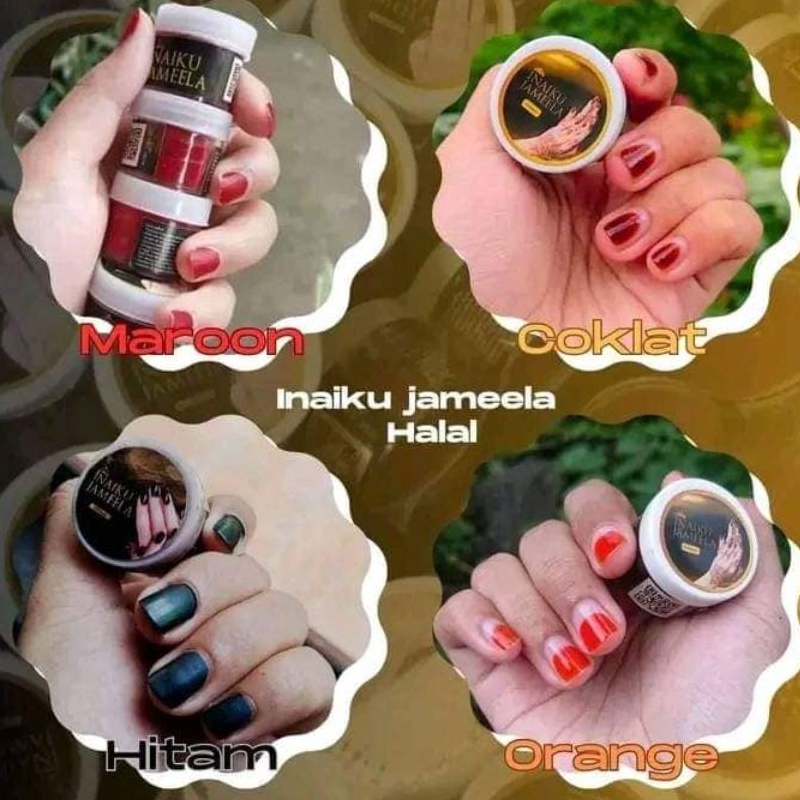 Real produk INAIKU JAMEELA READY 4 WARNA INAI KUKU KUTEK HENNA HALAL ORIGINAL NAIL HENNA MUSLIMAH SA