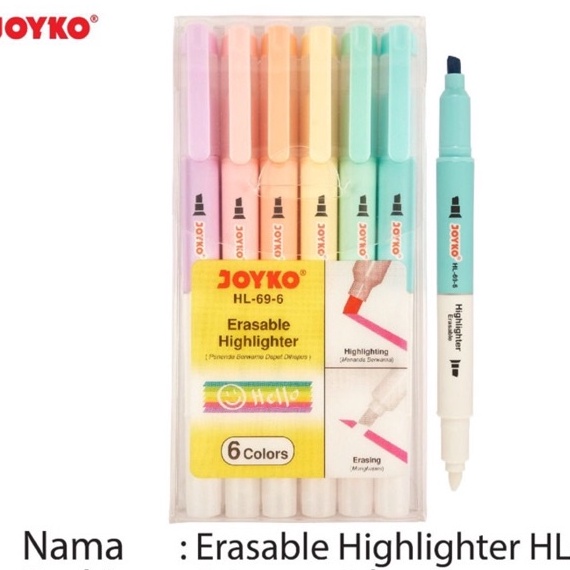 

Hemat HL 69 6 Erasable Hhlhter Penanda berwarna bisa dihapus Hl696 HL69 6 Joyko