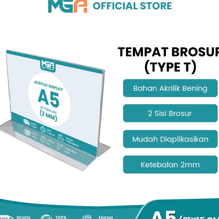 

Terkini TEMPAT BROSUR A5 2MM LANDSCAPE 2 SISI TENT HOLDER TENT CARD STAND DISPLAY AKRILIK