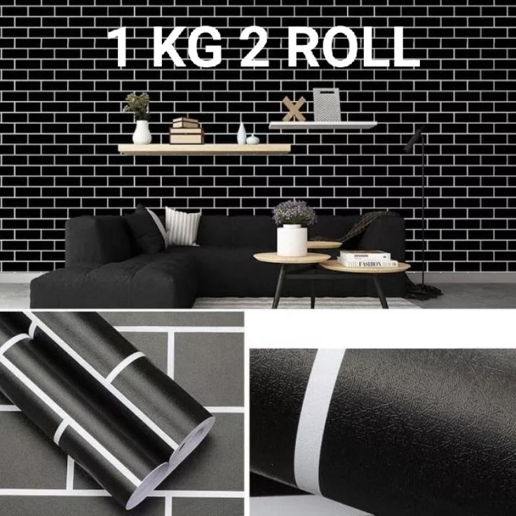 Promo Sekarang  Wallpaper Dinding Bata Hitam dan motif laris Ukuran 1 meter x 45 cm Wall Sticker Wel