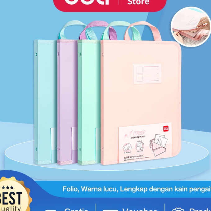 

KI3 Deli Zip Bag Map Tas Folder Retsleting Ukuran A4 Lucu 63246