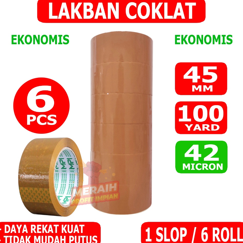 

Pilihan 1 SLOP 6 PCS Lakban Coklat Ekonomis 45 mm x 1 yard Lakban MPI Ekonomis