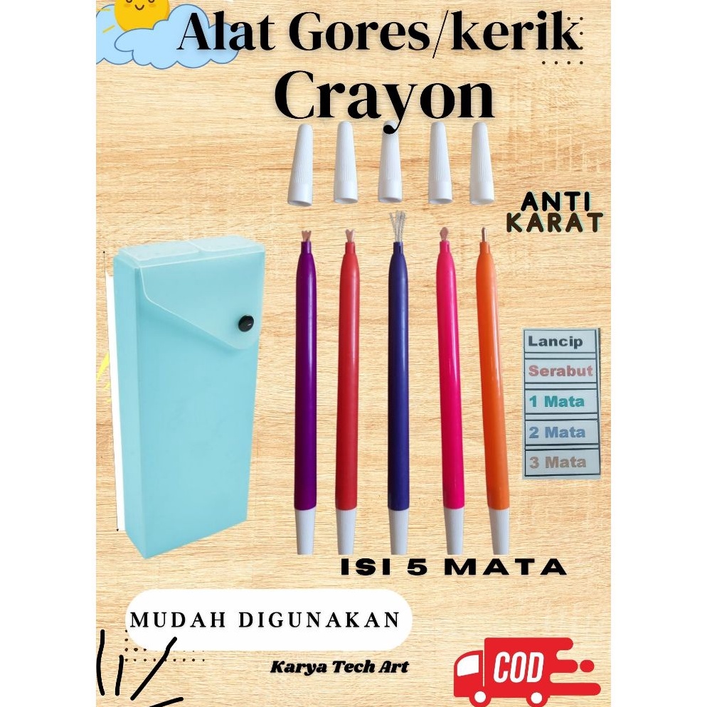 

KODE C23N ALAT GORESKERIK CRAYON BONUS TEMPAT PENYIMPANAN JOYKO Gagang plastik