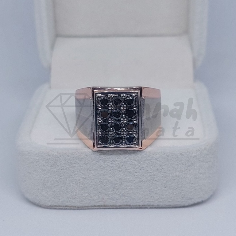 Cincin Berlian Pria Natural Berlian Hitam Asli Original Diamond Intan Perak Murah