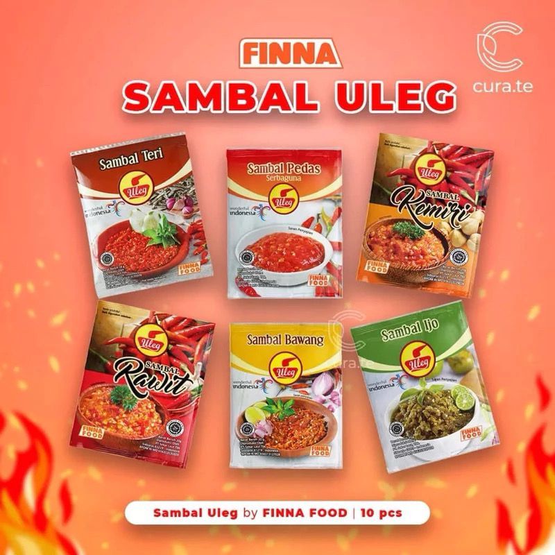 

Sambal ULEG FINNA sachet/sambal instant ALL VARIANT 1renteng isi (10pcs) 18gr