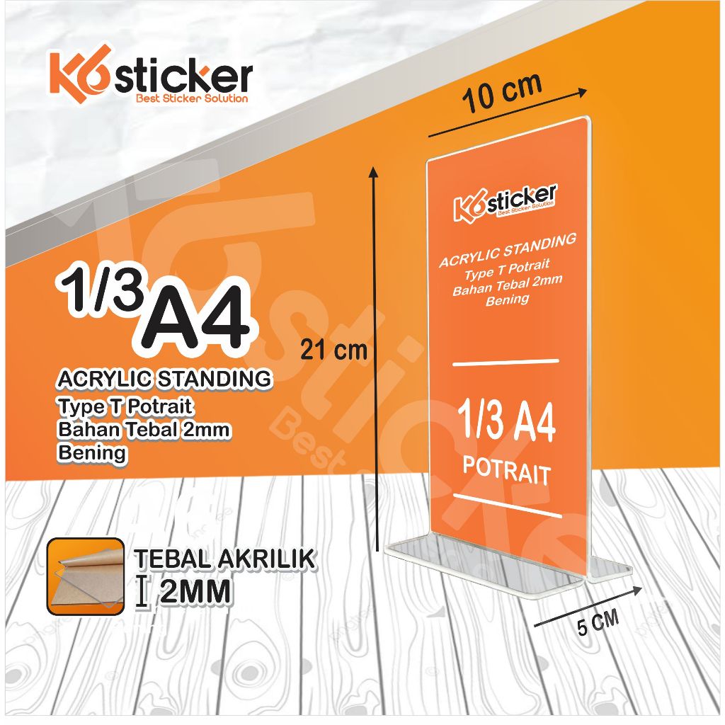 

AKRILIK TEMPAT BROSUR / TENT HOLDER / TENT CARD AKRILIK DISPLAY UKURAN 1/3 A4