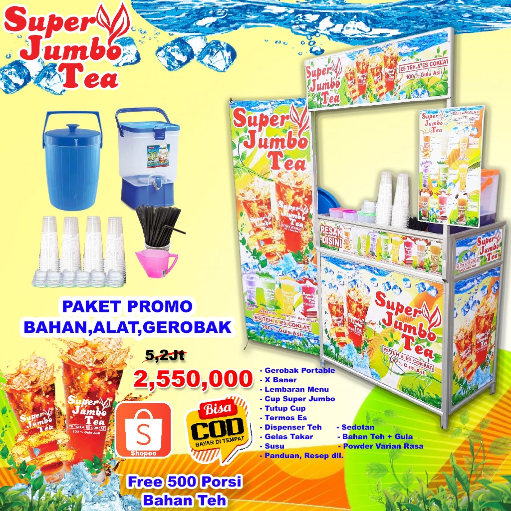 

PAKET PROMO 500 PORSI SUPERJUMBO TEA BAHAN ALAT GEROBAK
