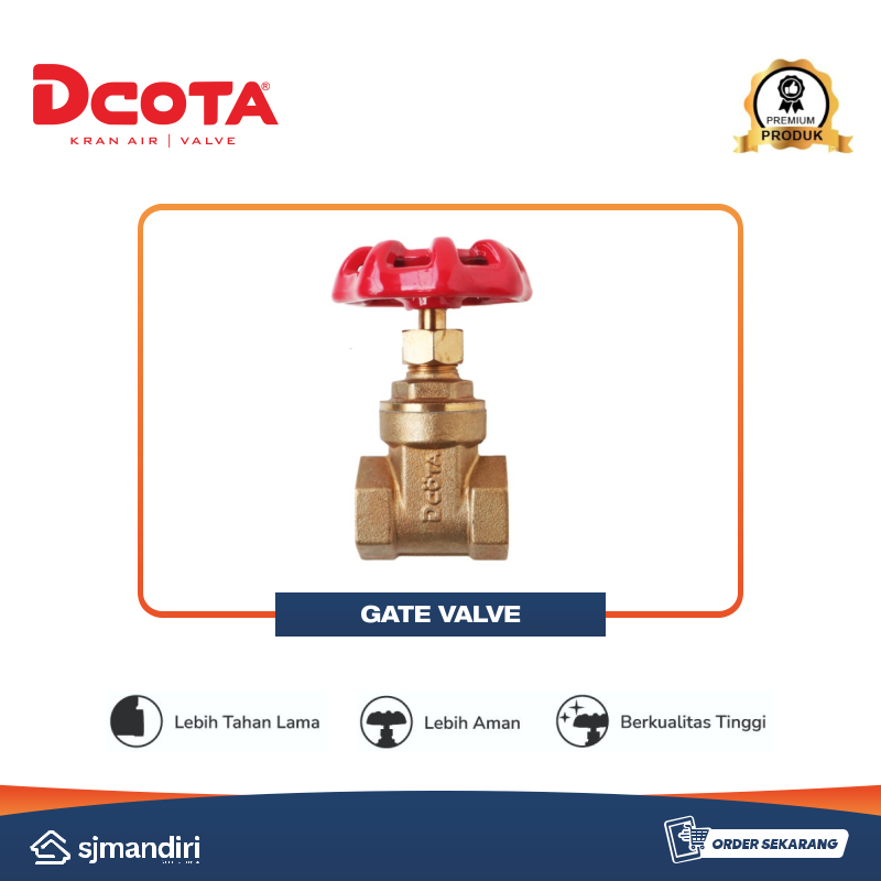 Dcota Gate Valve 1-1/2" & 1-1/4" Dcota Brass Valve Kuningan Katup Keran Stop Kran Pipa Besi Drat Dal