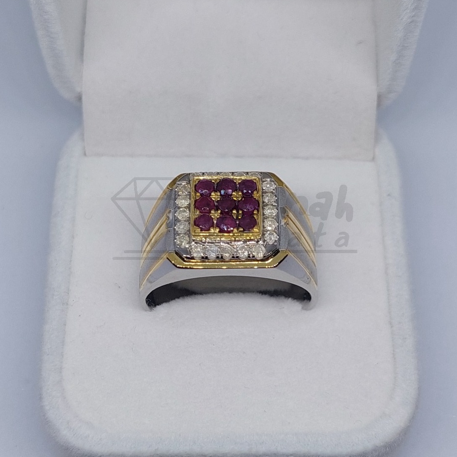 Cincin Berlian Pria Natural Berlian Asli Original Ruby Diamond Intan Perak Murah