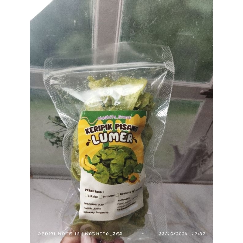 

keripik pisang rasa green tea ukuran 80gr